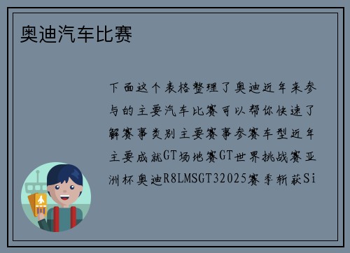 奥迪汽车比赛